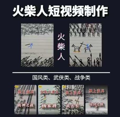 火柴人短视频-纸上谈兵，独一无二的视频展示风格，国风，战争动画，短视频差异化新赛道,课程,视频,设计,第1张