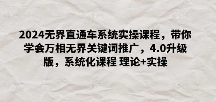2024无界直通车系统实操课程，带你学会万相无界关键词推广，4.0升级版，系统化课程 理论+实操,课程,介绍,应用,第1张
