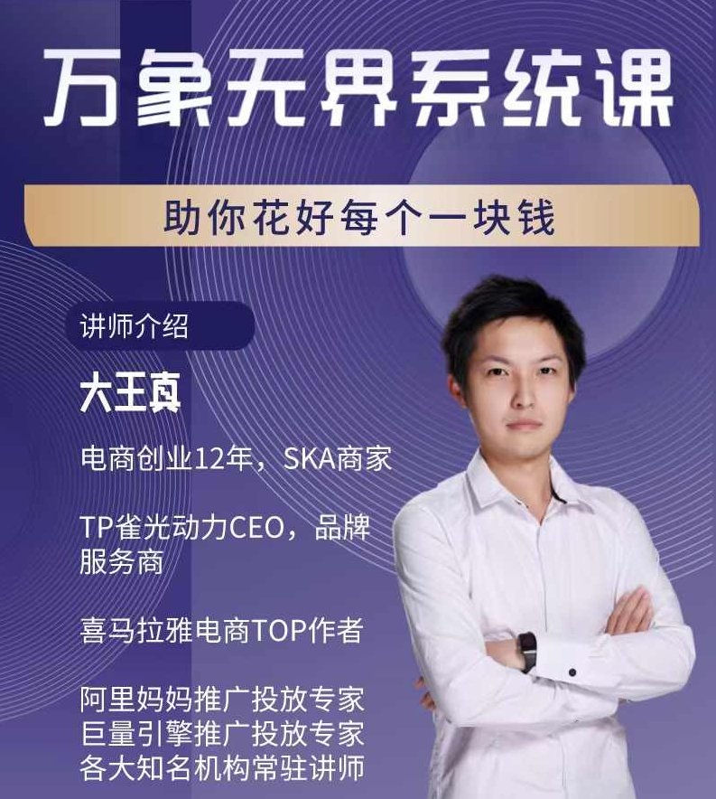 大王真万象无界精准投流系统课，从关键词到推荐，从万象台到达摩盘，从底层原理到实操步骤,课程,介绍,第1张