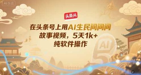 在头条号上用AI生民间故事视频，5天1k+，纯软件操作【揭秘】AI生成头条号民间故事视频教程，软件操作技巧,课程,视频,教程,第1张
