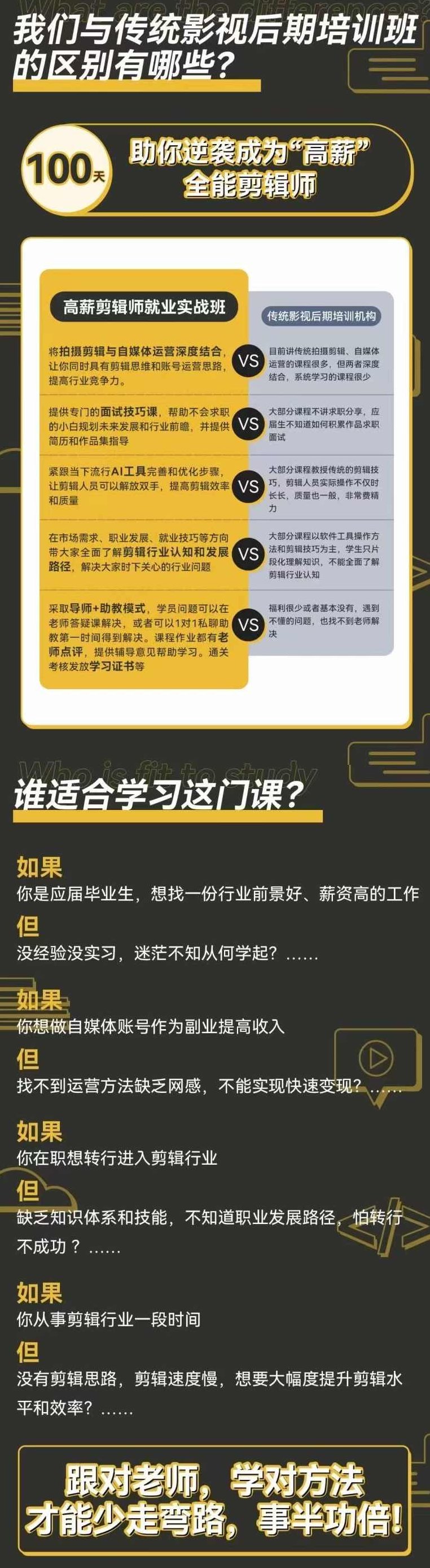 高薪剪辑师IP实战班，100天称为懂拍剪、AI工具、运营、编导的全能型视频制作人,课程,视频,第3张