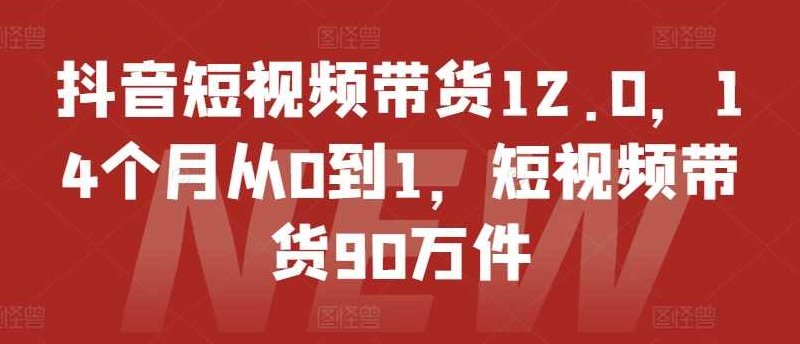 抖音短视频带货12.0，14个月从0到1，短视频带货90万件,课程,视频,第1张