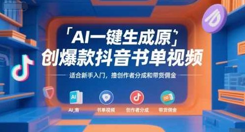 AI一键生成原创爆款抖音书单视频,适合新手入门,撸创作者分成和带货佣金【揭秘】AI助力抖音书单视频,新手入门撸创作者分成与带货佣金秘籍,视频,抖音,制作,第1张 AI一键生成原创爆款抖音书单视频,适合新手入门,撸创作者分成和带货佣金【揭秘】AI助力抖音书单视频,新手入门撸创作者分成与带货佣金秘籍,视频,抖音,制作,第1张