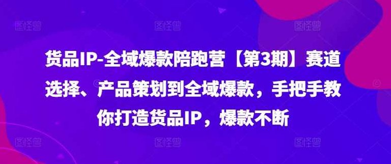 货品IP全域爆款陪跑营【第3期】赛道选择、产品策划到全域爆款，手把手教你打造货品IP，爆款不断,课程,素材,亲自测试,第1张