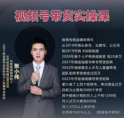 张小伟视频号带货实操课【九月最新】 无人直播、书单号卖货、个人IP口播等 钉钉直播课+资料素材,课程,视频,抖音,第1张 张小伟视频号带货实操课【九月最新】 无人直播、书单号卖货、个人IP口播等 钉钉直播课+资料素材,课程,视频,抖音,第1张