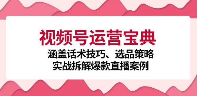 视频号运营宝典：涵盖话术技巧、选品策略、实战拆解爆款直播案例,课程,视频,基础,第1张