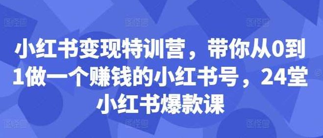 小红书变现特训营，带你从0到1做一个赚钱的小红书号，24堂小红书爆款课,课程,视频,赚钱,第1张