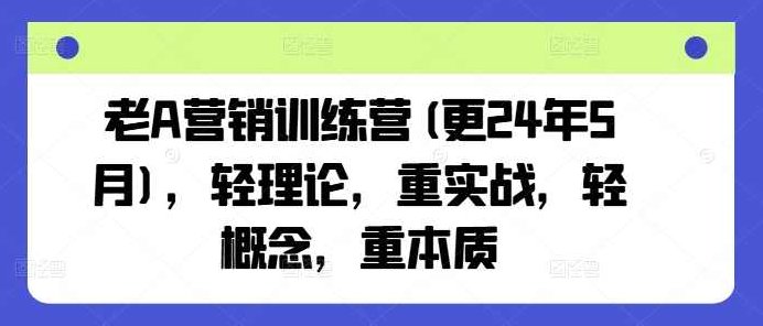 老A营销训练营(更24年10月)，轻理论，重实战，轻概念，重本质,课程,视频,第1张
