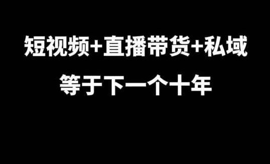 短视频+直播带货+私域等于下一个十年,大佬7年实战经验总结,课程,视频,第1张 短视频+直播带货+私域等于下一个十年,大佬7年实战经验总结,课程,视频,第1张