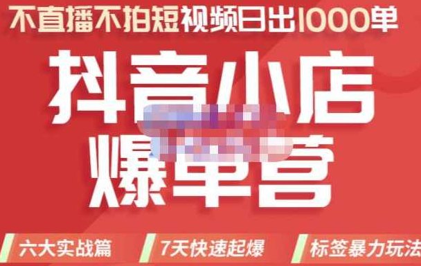 推易电商·2022年抖音小店爆单营，不直播、不拍短视频、日出1000单，暴力玩法,课程,视频,教程,第1张
