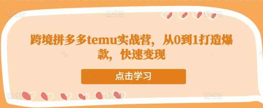 跨境拼多多temu实战营,从0到1打造爆款,快速变现,课程,制作,策略,第1张 跨境拼多多temu实战营,从0到1打造爆款,快速变现,课程,制作,策略,第1张