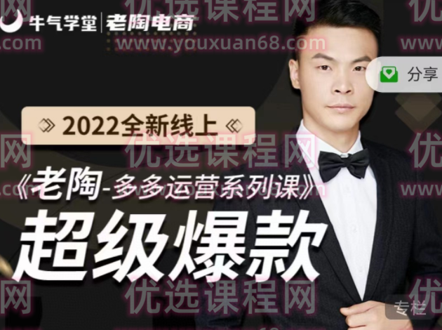 2022全新|线上超级爆款《老陶拼多多运营系列课程》1-10期,课程,视频,第1张