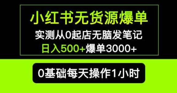 小红书无货源爆单实测从0起店无脑发笔记爆单3000+长期项目可多店,视频,第1张