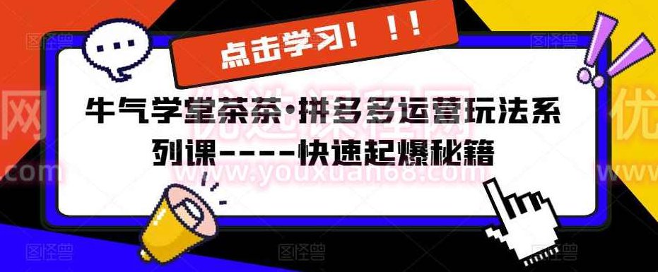 牛气学堂茶茶•拼多多运营玩法系列课－－－－快速起爆秘籍,课程,秘籍,介绍,第1张
