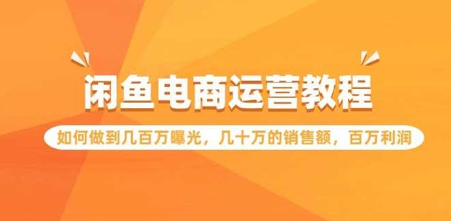闲鱼电商运营教程：如何做到几百万曝光，几十万的销售额，百万利润,课程,视频,教程,第1张