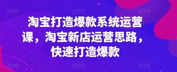 淘宝打造爆款系统运营课，淘宝新店运营思路，快速打造爆款,课程,视频,基础,第1张