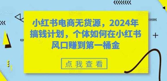 小红书电商无货源，2024年搞钱计划，个体如何在小红书风口赚到第一桶金,课程,视频,教程,第1张