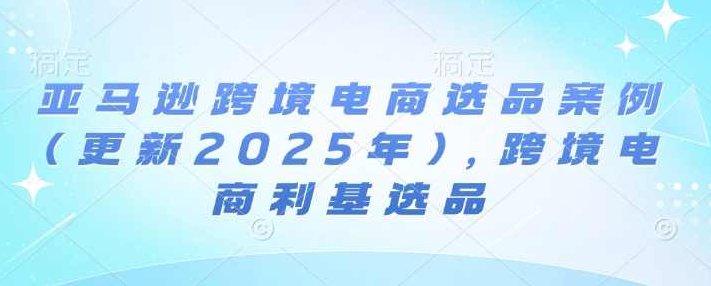 阿甘亚马逊跨境电商选品案例(更新2025年)，跨境电商利基选品,课程,第1张