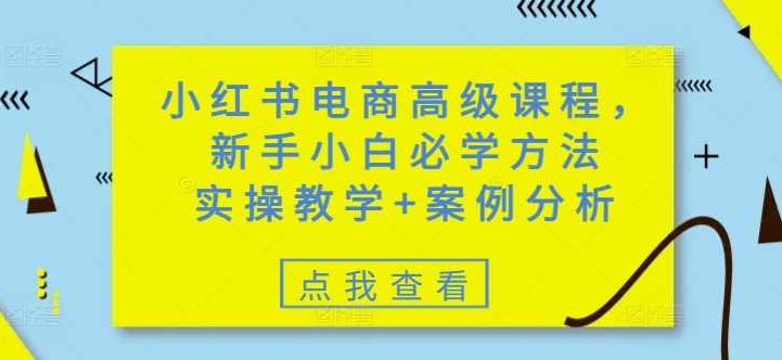 小红书电商高级课程，新手小白必学方法，实操教学+案例分析,课程,视频,教程,第1张