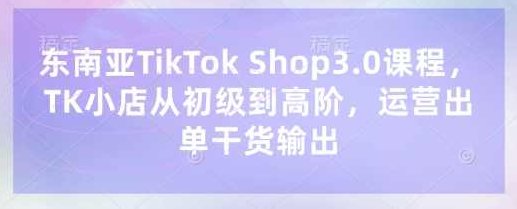 东南亚TikTok Shop3.0课程,TK小店从初级到高阶,运营出单干货输出,课程,第1张 东南亚TikTok Shop3.0课程,TK小店从初级到高阶,运营出单干货输出,课程,第1张