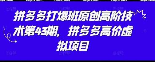叮当会拼多多打爆班原创高阶技术第43期，拼多多高价虚拟项目