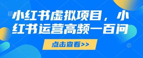 小红书虚拟项目，小红书运营高频一百问【文档】,视频,抖音,创业,第1张