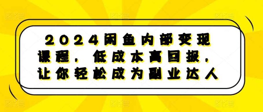 2024闲鱼内部变现课程，低成本高回报，让你轻松成为副业达人，闲鱼内变秘笈，低成本助你副业飞升,课程,掌握,指南,第1张