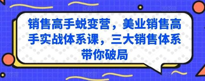 销售高手蜕变营，美业销售高手实战体系课，三大销售体系带你破局，销售高手蜕变之路，美业实战体系课，三大策略助你破销售之局
