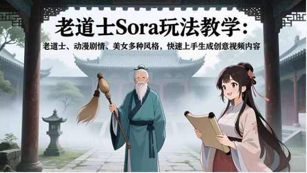 老道士Sora玩法教学：老道士、动漫剧情、美女多种风格，快速上手生成创意视频内容，老道士Sora玩法教学，多元风格视频创作，动漫剧情、美女元素融入，快速上手生成创意视频教程