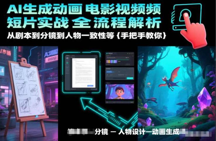 AI生成动画电影视频短片实战全流程解析，从剧本到分镜到人物一致性等手把手教你，AI驱动的动画电影制作全攻略，从剧本构思到人物塑造与分镜设计的实战解析