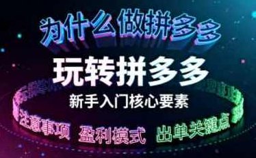 新手小白如何做拼多多 玩转拼多多核心要素，新手小白如何快速上手拼多多，掌握玩转拼多多核心要素的秘诀