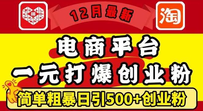 12月最新：电商平台1元打爆创业粉，简单粗暴日引500+精准创业粉，12月热潮，电商策略揭秘，1元狂揽创业粉丝，日增500+精准创业粉丝的简单之道