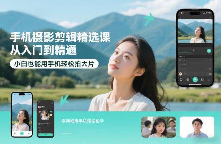 手机摄影剪辑精选课，从入门到精通，小白也能用手机轻松拍大片