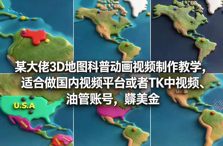 某大佬3D地图科普动画视频制作教学，适合做国内视频平台或者TK中视频、油管账号，賺美金,课程,视频,教程,第1张