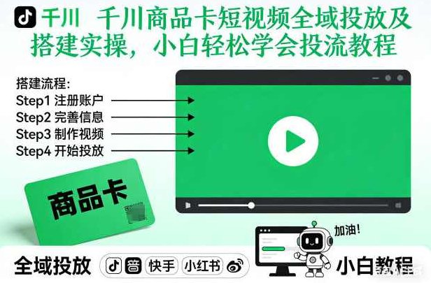 千川商品卡短视频全域投放及搭建实操，小白轻松学会投流教程,视频,教程,基础,第1张