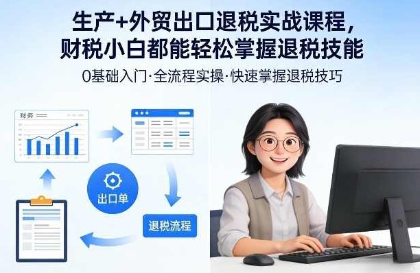 生产+外贸出口退税实战课程，财税小白都能轻松掌握退税技能,课程,教程,介绍,第1张