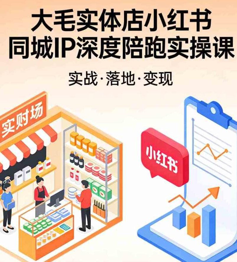大毛实体店小红书同城IP深度陪跑实操课,视频,教程,基础,第1张